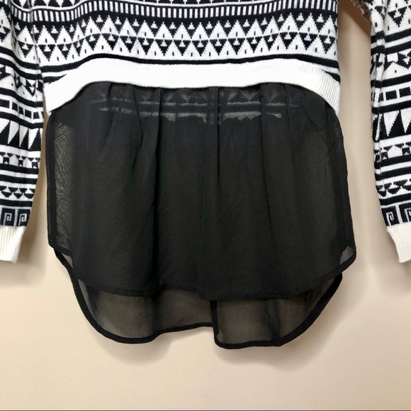 Black & White Aztec Layered Sweater - Picture 5 of 8
